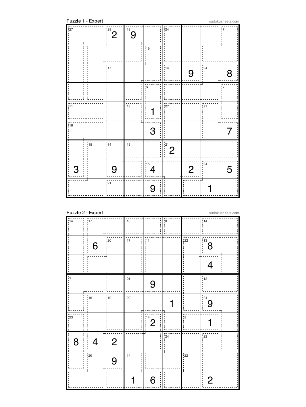 Killer sudoku puzzle preview