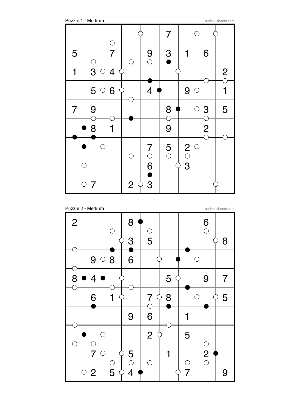 Kropki sudoku puzzle preview