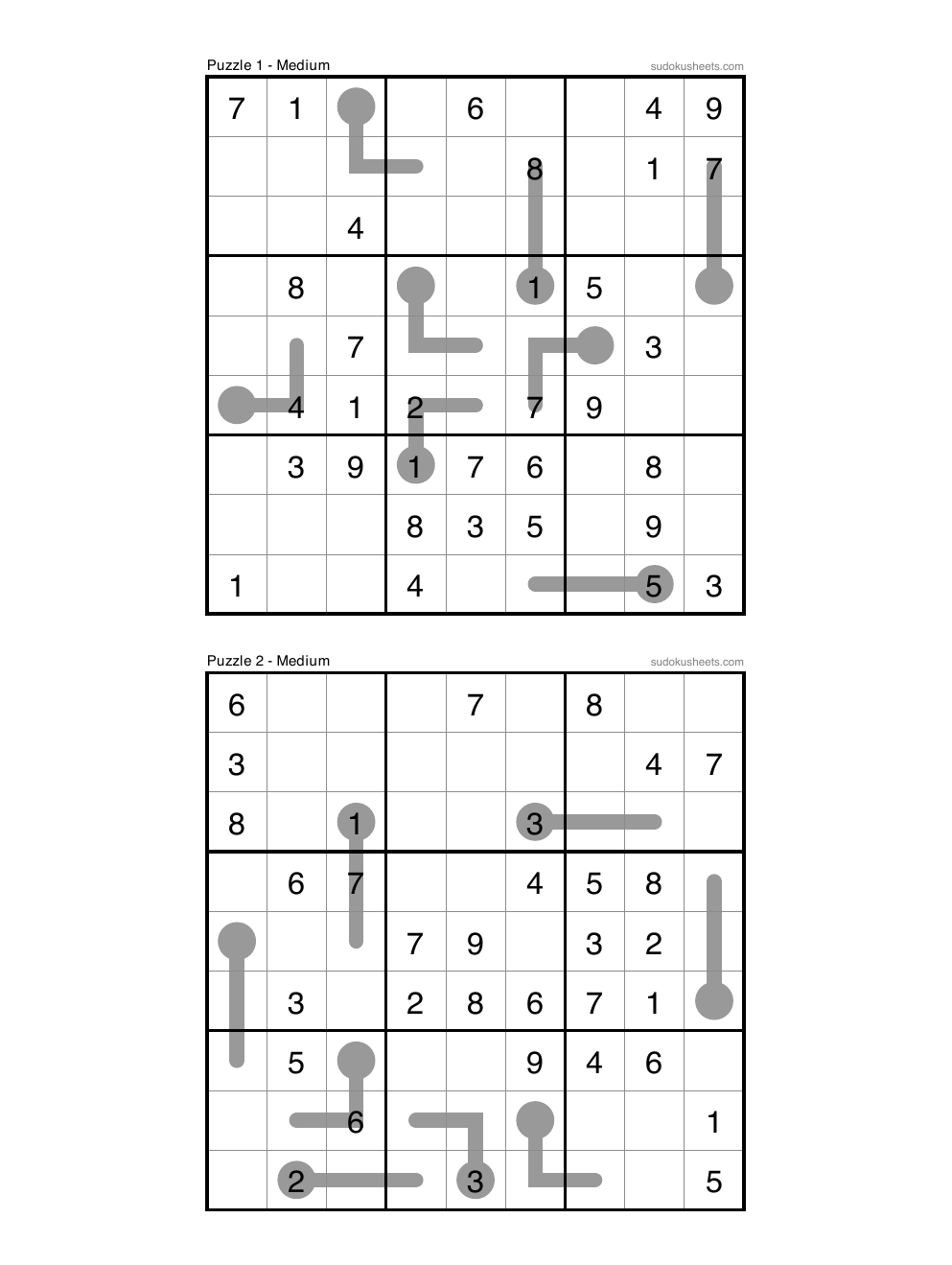 Thermometer sudoku puzzle preview